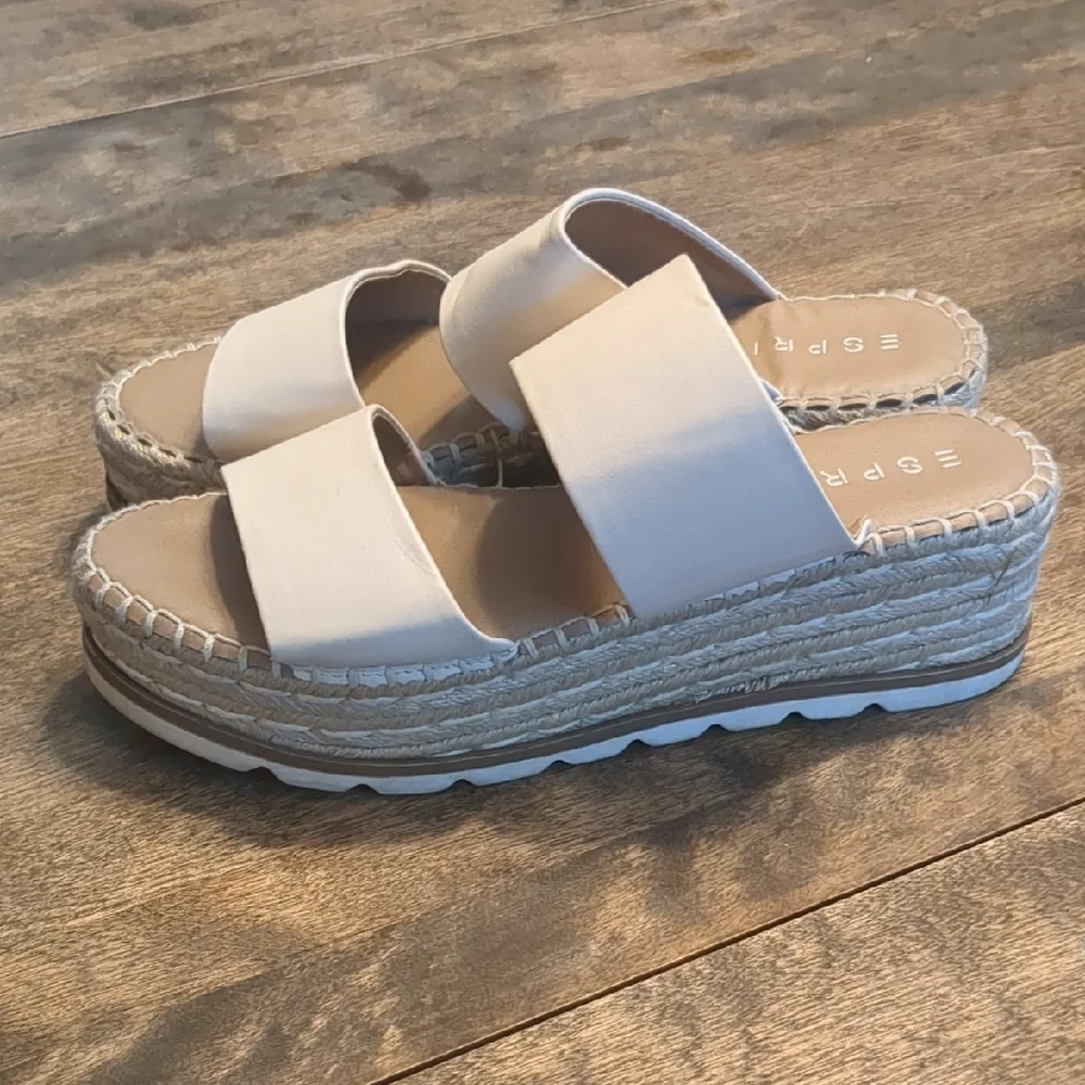 Esprit Cream Espadrille Platform Slide Sandals Size 9